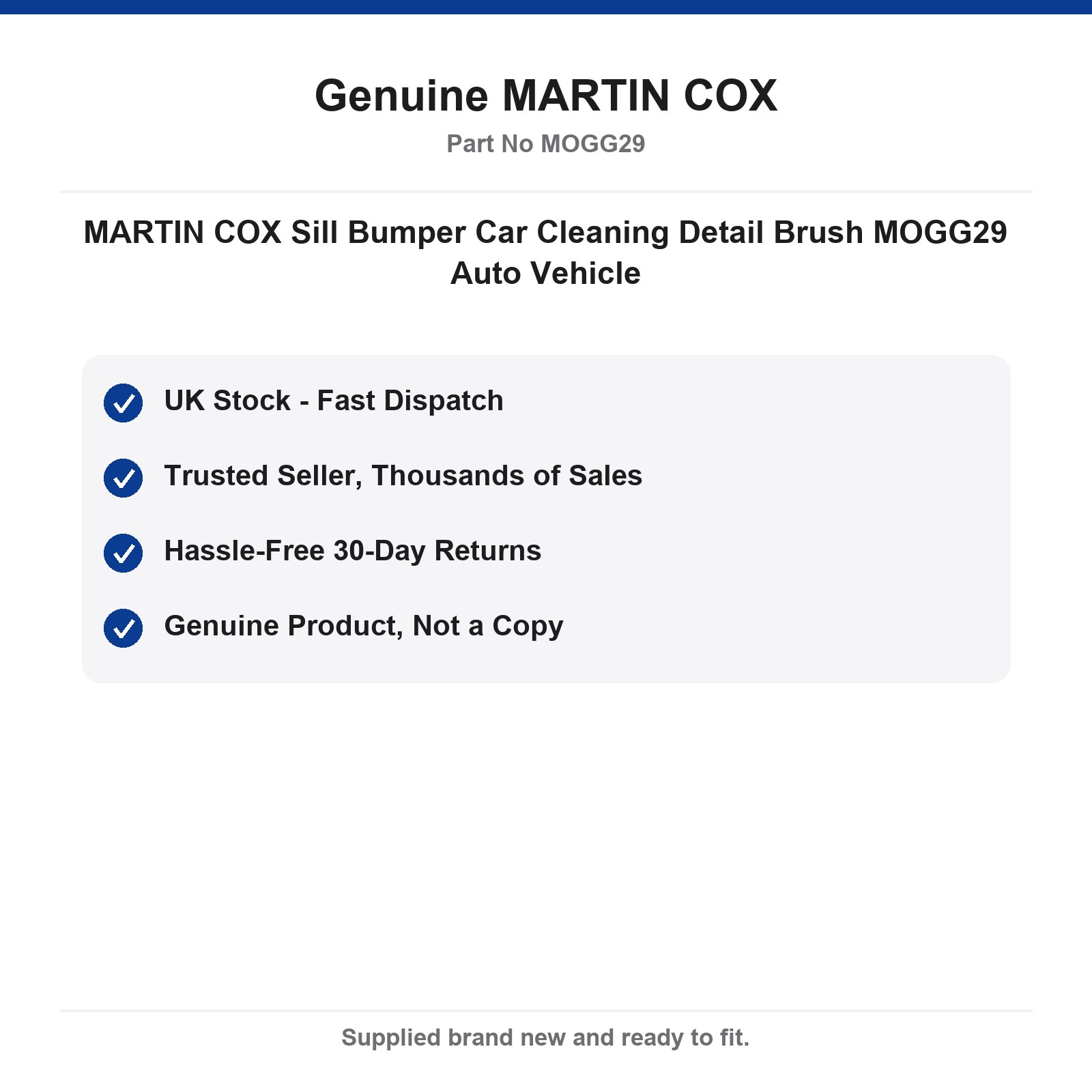 MARTIN COX Sill Bumper Car Cleaning Detail Brush MOGG29 - Image 4
