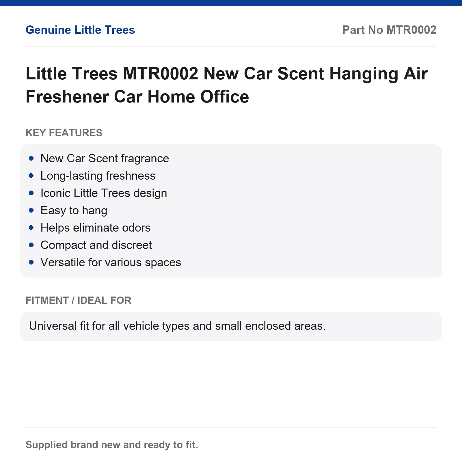 Little Trees MTR0002 New Car Scent Hanging Air Freshener Car Home Office - Image 2
