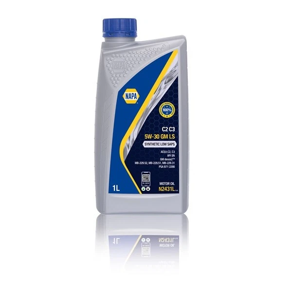 NAPA 5W-30 Fully Synthetic Low SAPS Engine Oil ACEA C2 C3 GM dexos2 DPF 1L
