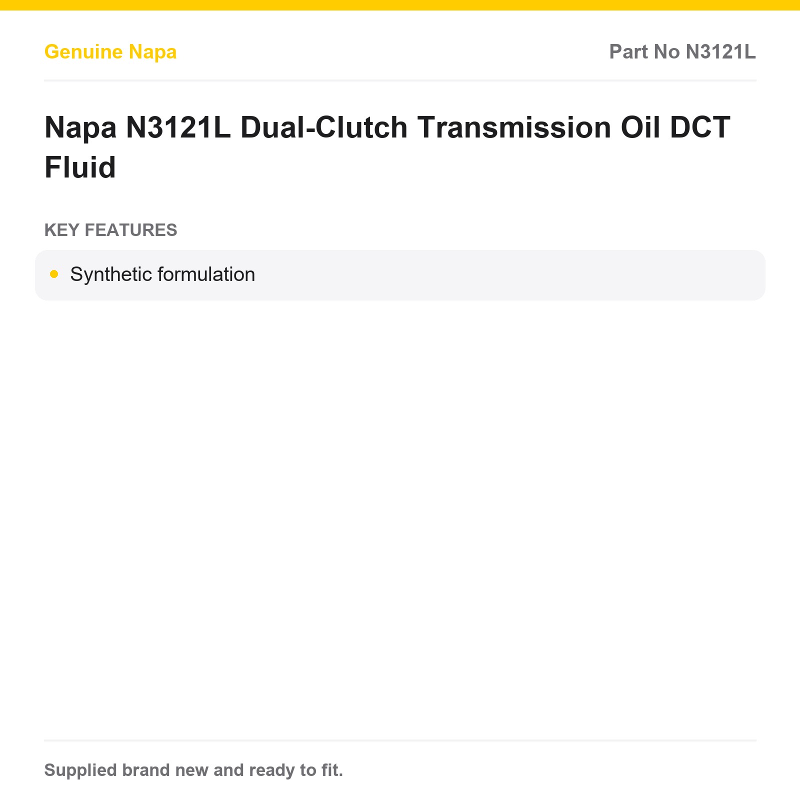 Napa N3121L DCT Fluid Synthetic Dual-Clutch Transmission - Image 2