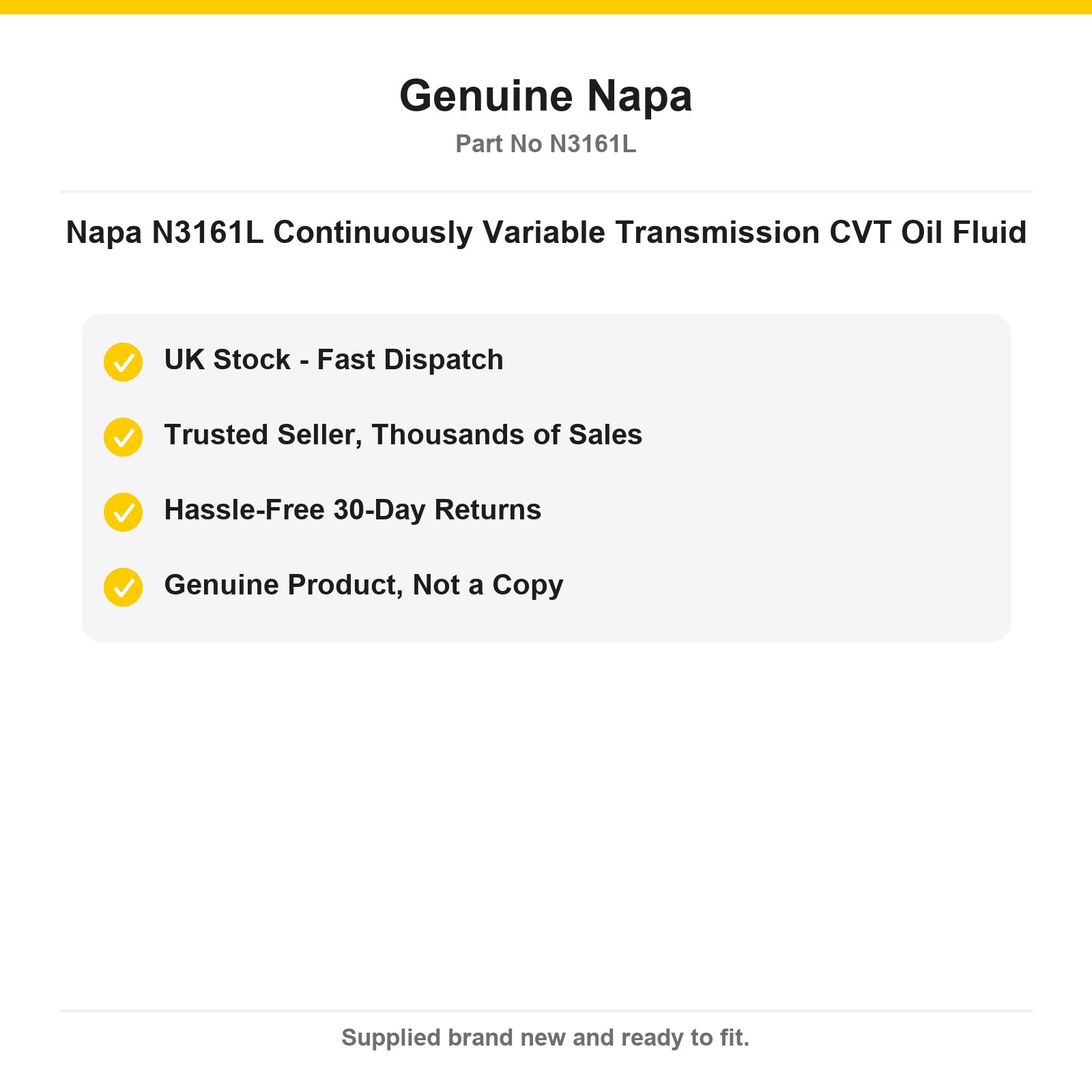 Napa N3161L CVT Transmission Fluid - Image 4
