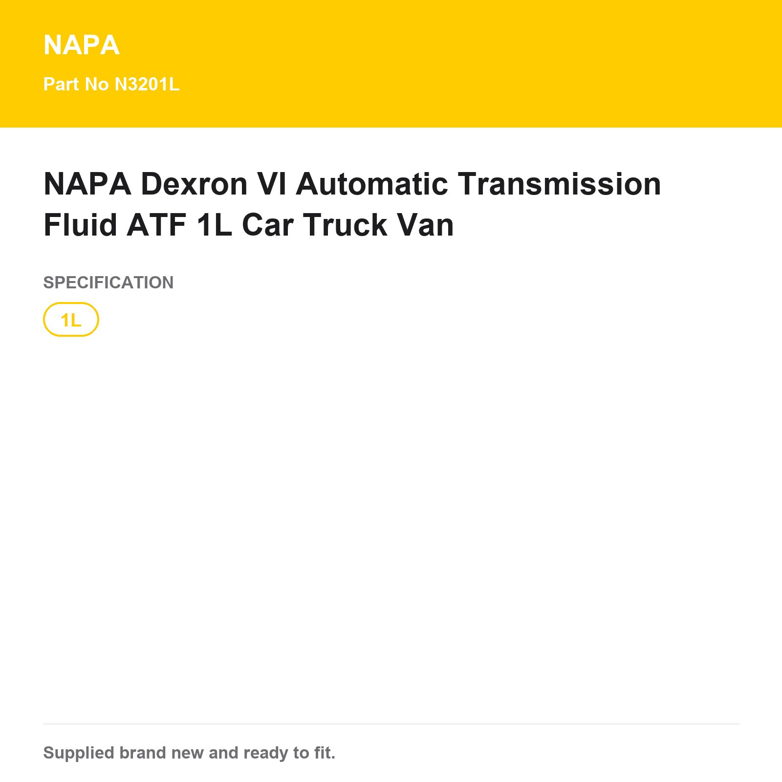 NAPA Dexron VI Automatic Transmission Fluid ATF 1L Car Truck Van - Image 3