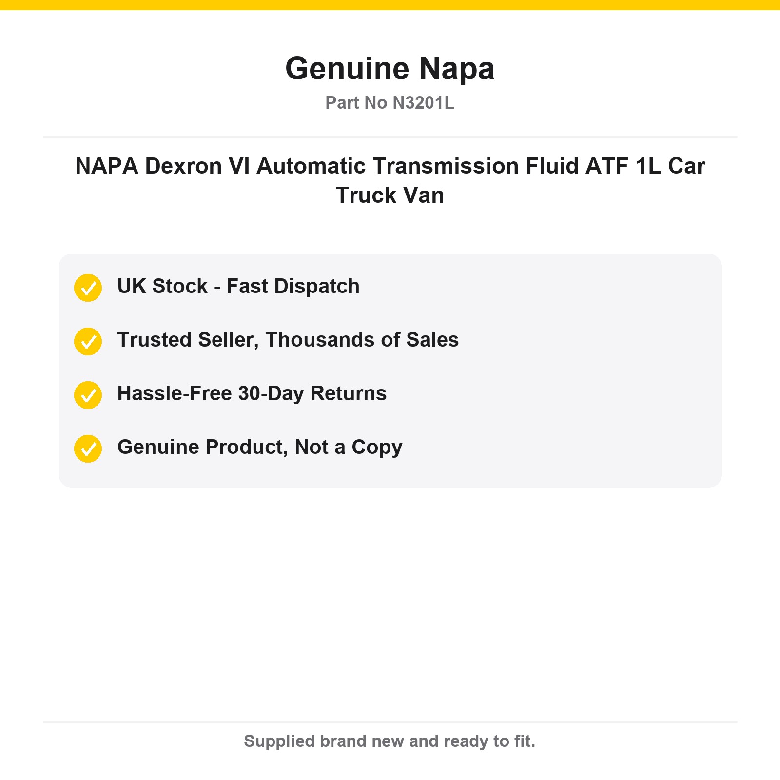 NAPA Dexron VI Automatic Transmission Fluid ATF 1L Car Truck Van - Image 4