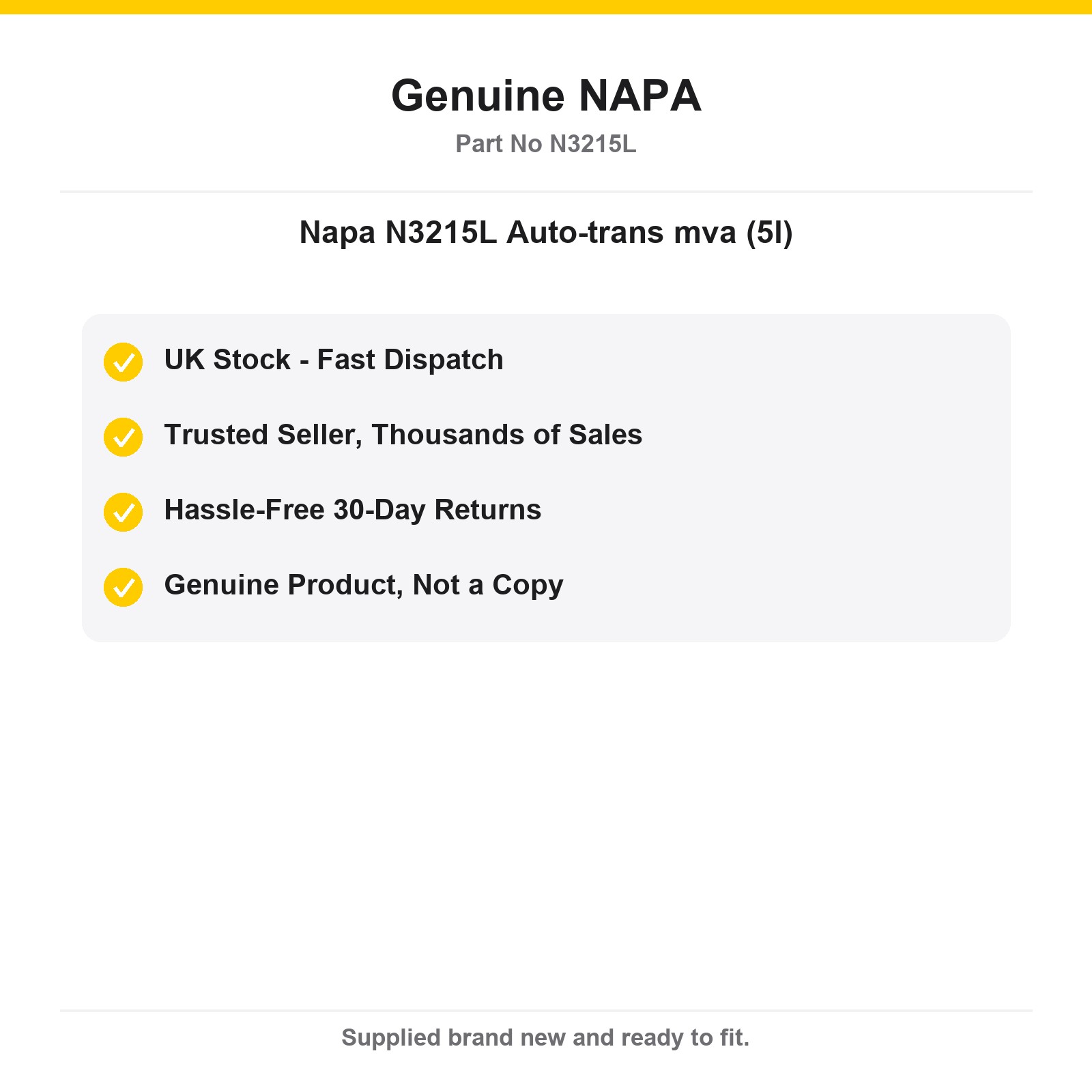NAPA N3215L Transmission Fluid Genuine Auto-trans mva 5L - Image 4