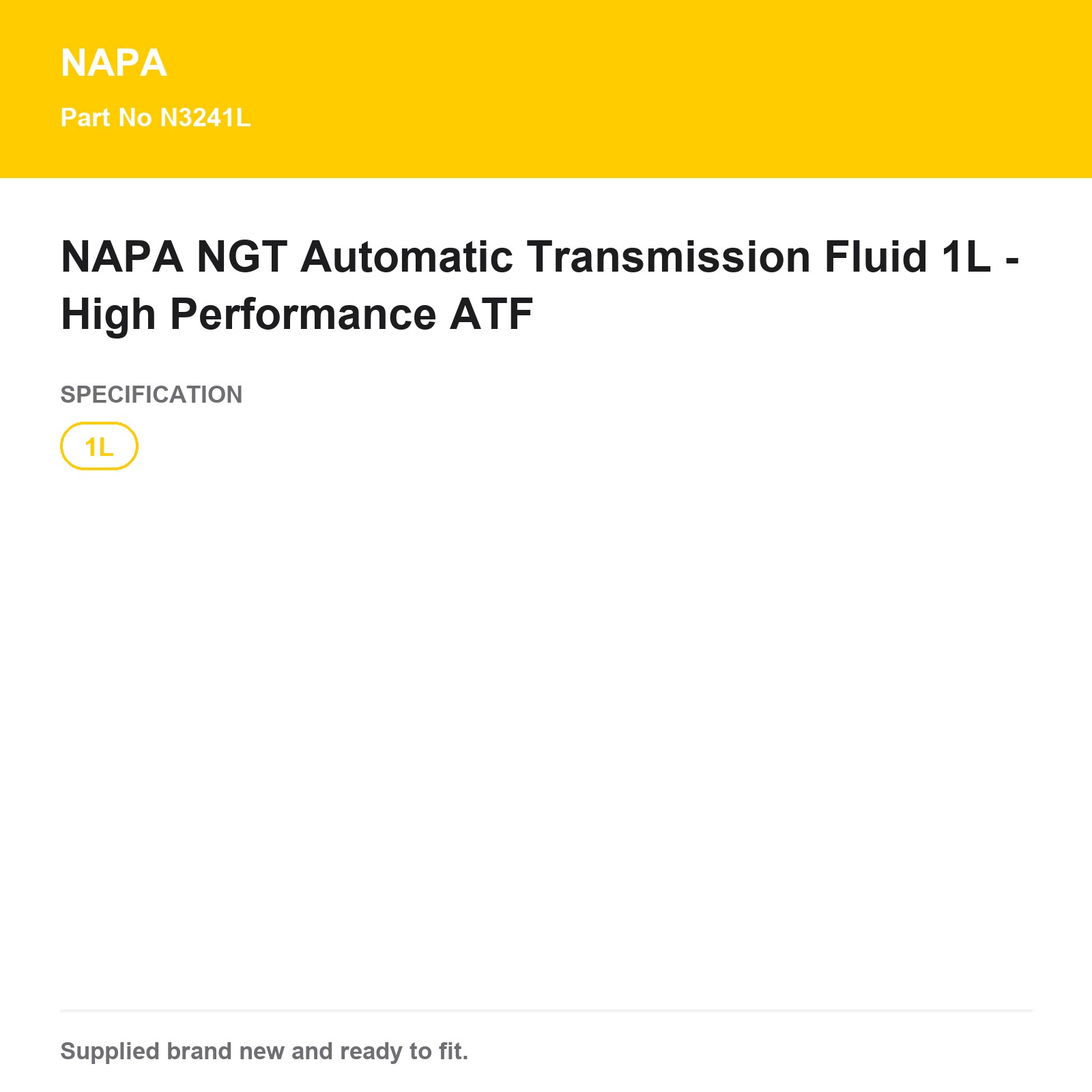 NAPA NGT Automatic Transmission Fluid 1L ZF 8HP MB 236.17 - Image 3
