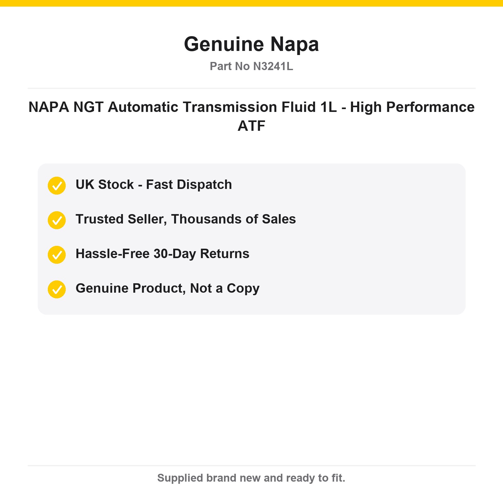 NAPA NGT Automatic Transmission Fluid 1L ZF 8HP MB 236.17 - Image 4