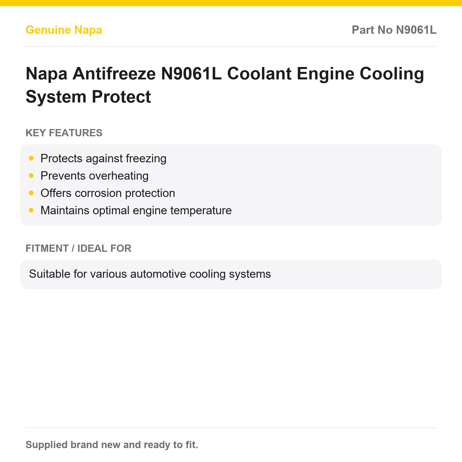 Napa Antifreeze N9061L Engine Coolant Protection - Image 2