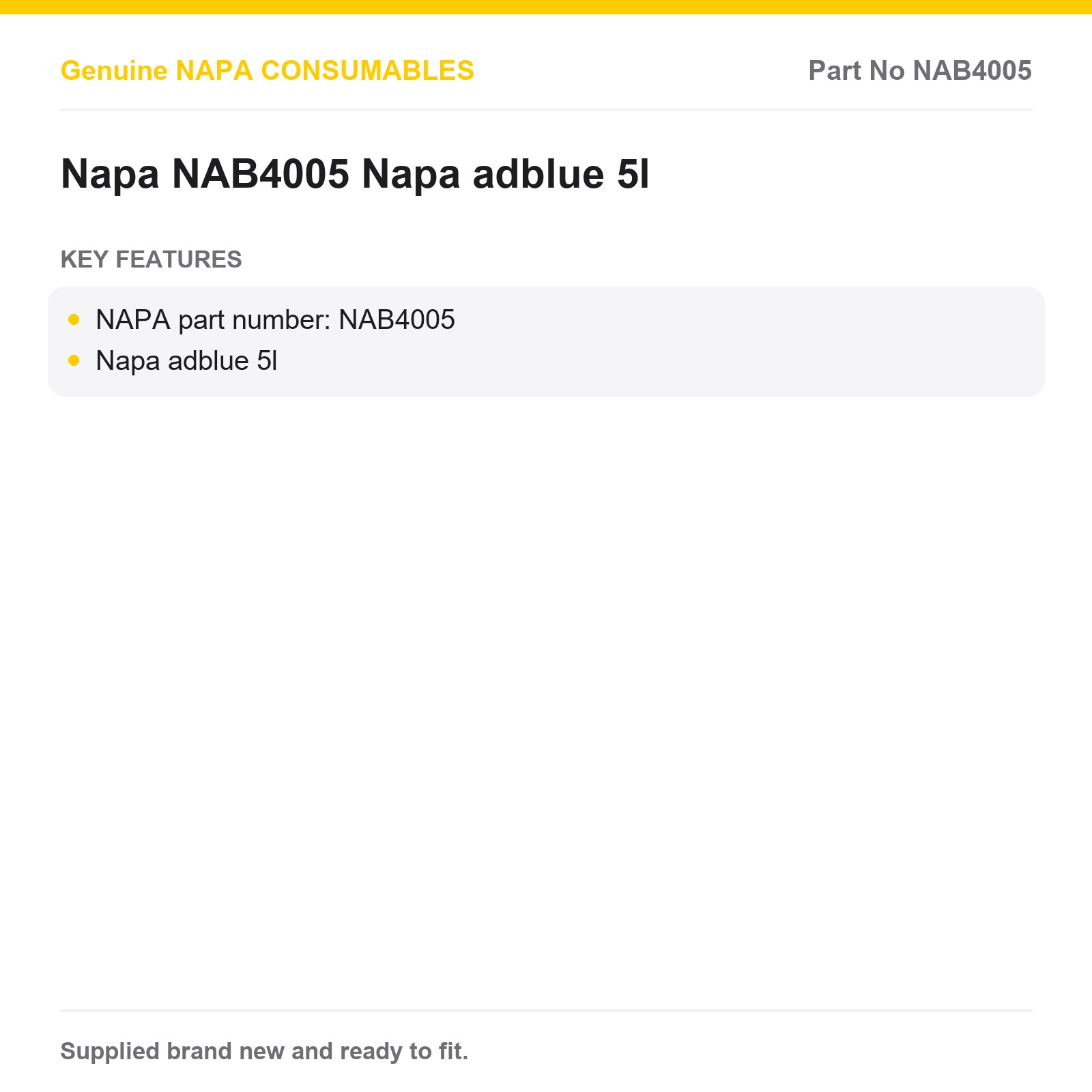 Genuine NAPA NAB4005 AdBlue 5L - Image 2