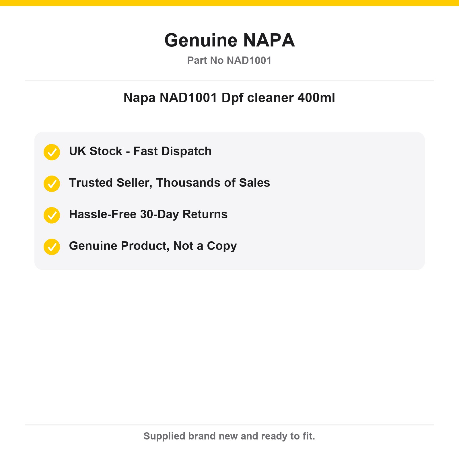 NAPA NAD1001 DPF Cleaner 400ml Ready to Use - Image 4