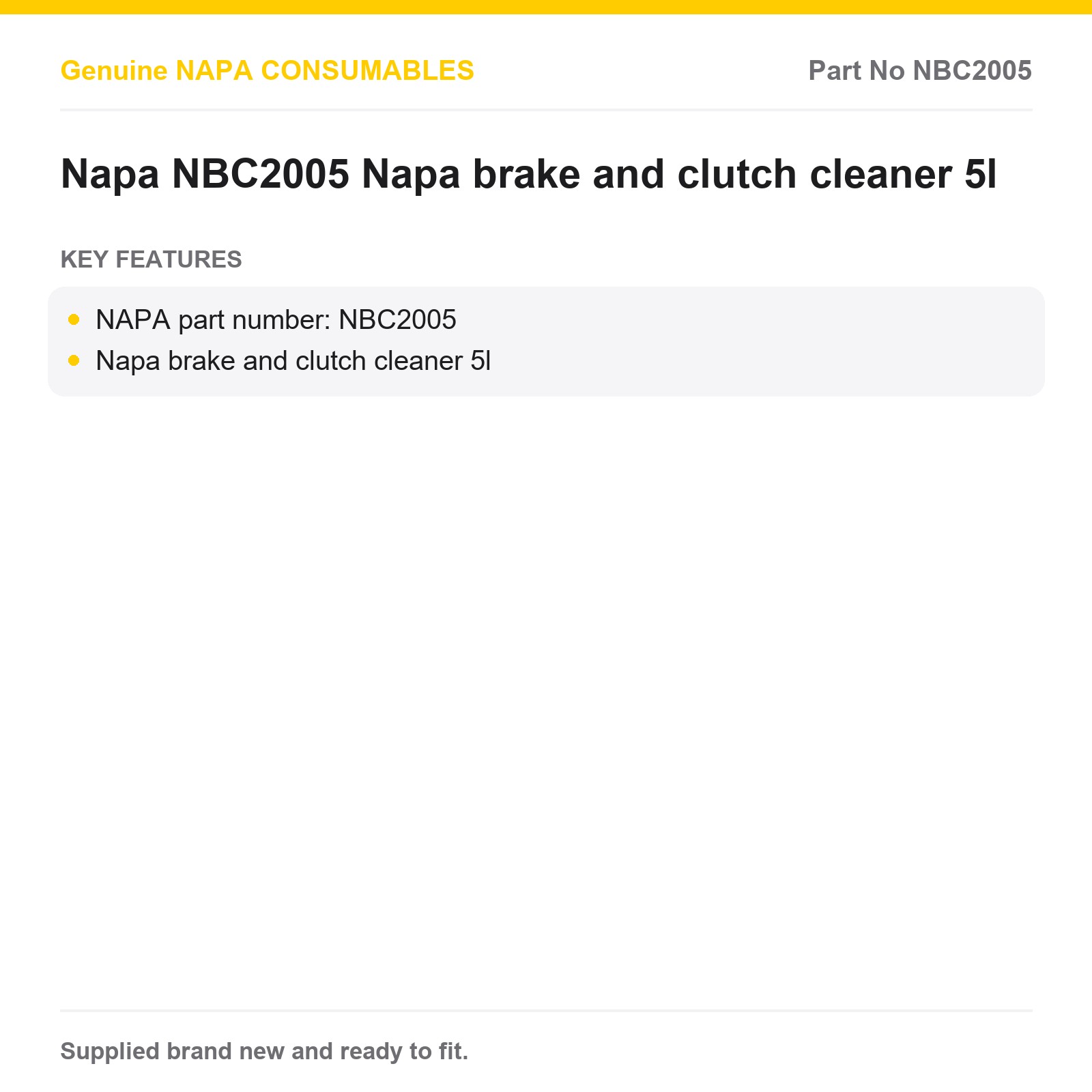 NAPA Brake & Clutch Cleaner NBC2005 5L Ready To Use - Image 2