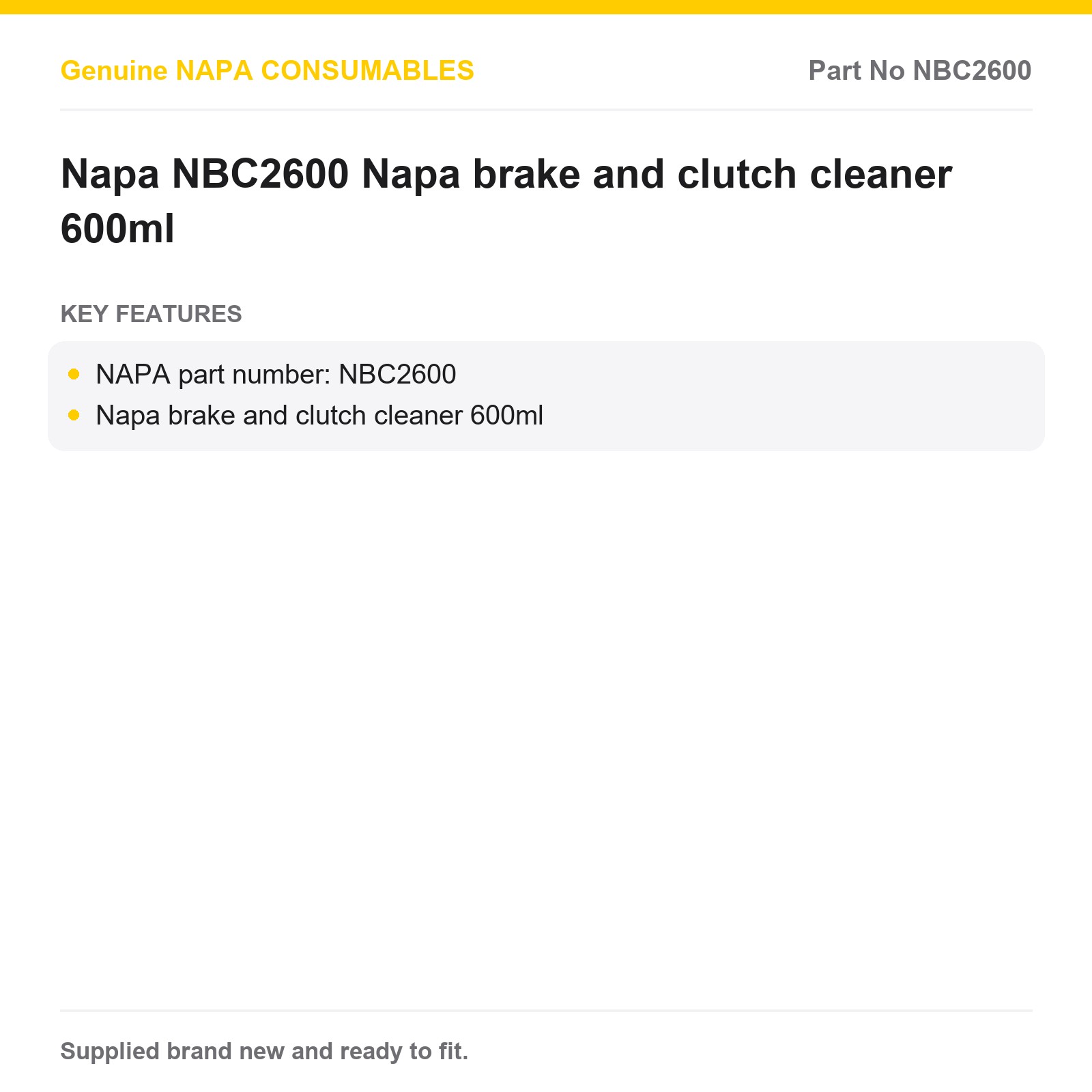 NAPA NBC2600 Brake & Clutch Cleaner 600ml Genuine Ready to Use - Image 2