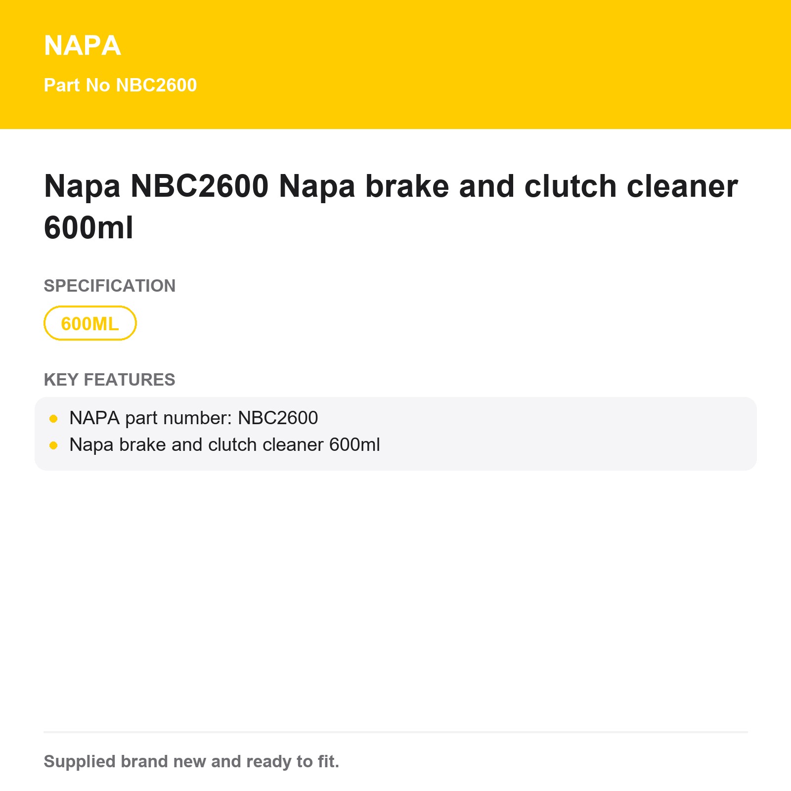 NAPA NBC2600 Brake & Clutch Cleaner 600ml Genuine Ready to Use - Image 3