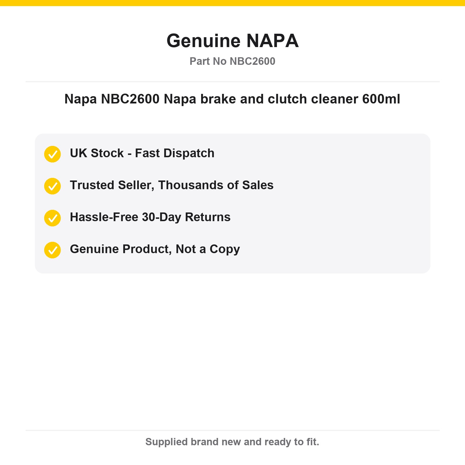 NAPA NBC2600 Brake & Clutch Cleaner 600ml Genuine Ready to Use - Image 4