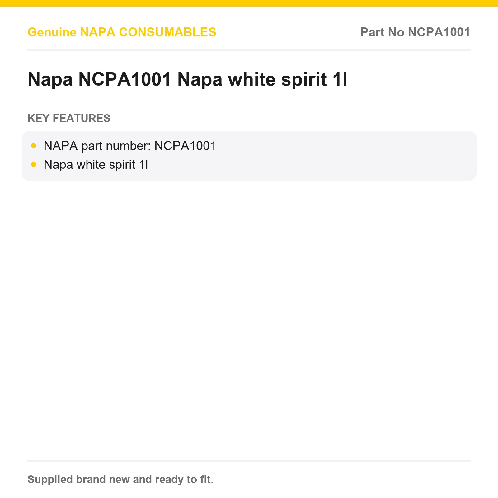 NAPA NCPA1001 White Spirit 1L Degreaser Genuine - Image 2