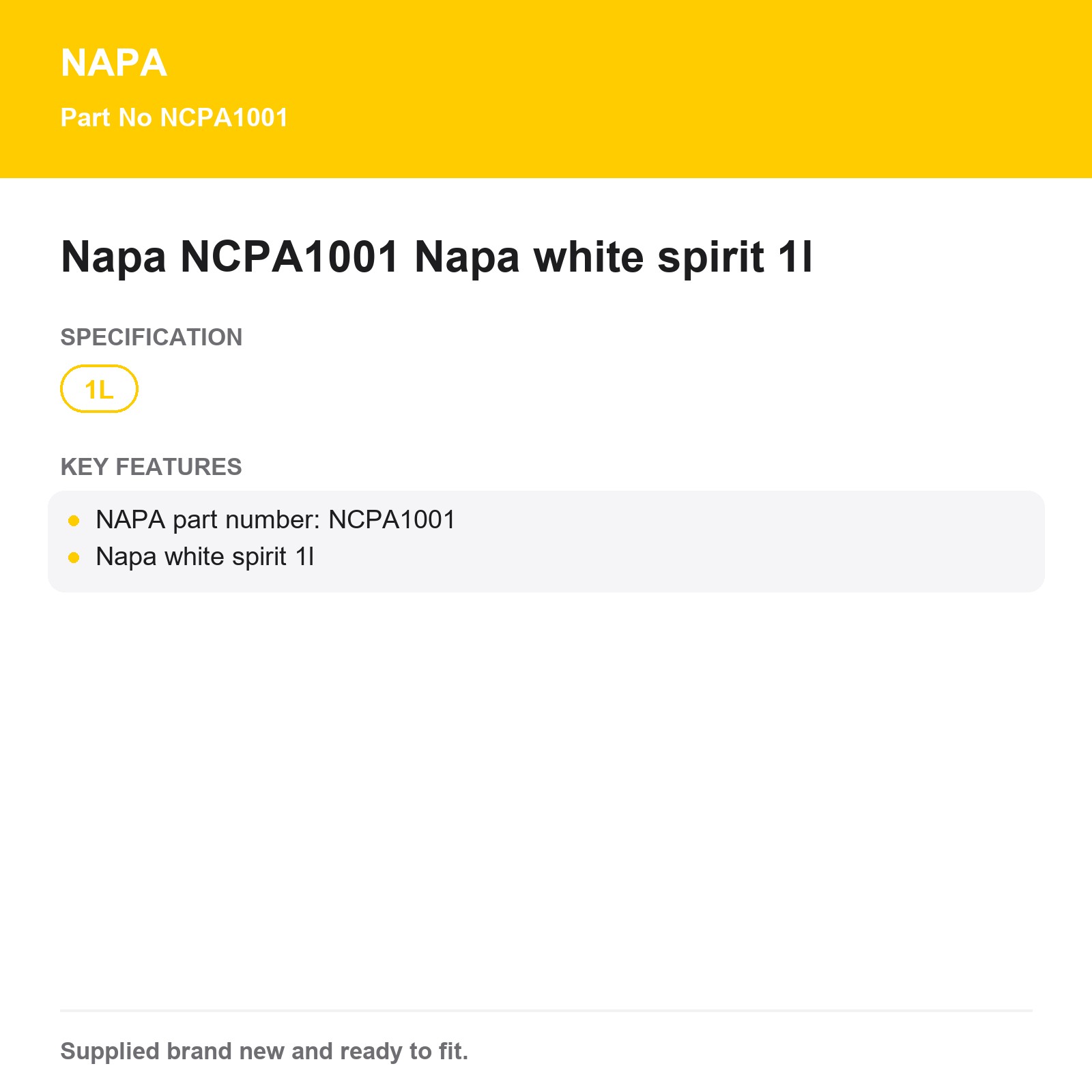 NAPA NCPA1001 White Spirit 1L Degreaser Genuine - Image 3