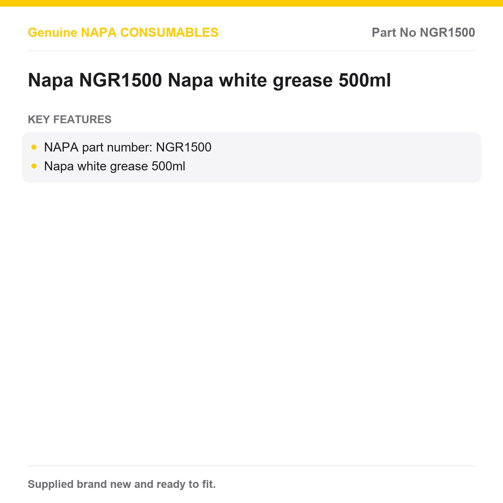 NAPA NGR1500 White Grease 500ml Lubricant - Image 2