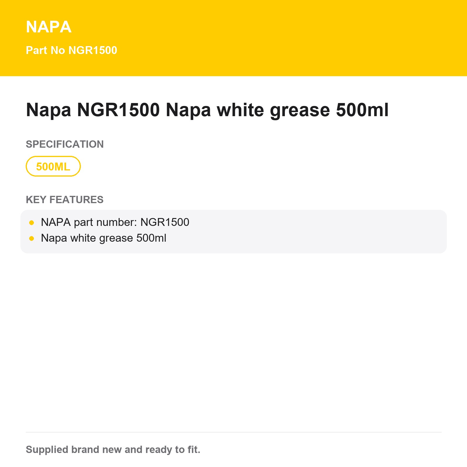 NAPA NGR1500 White Grease 500ml Lubricant - Image 3