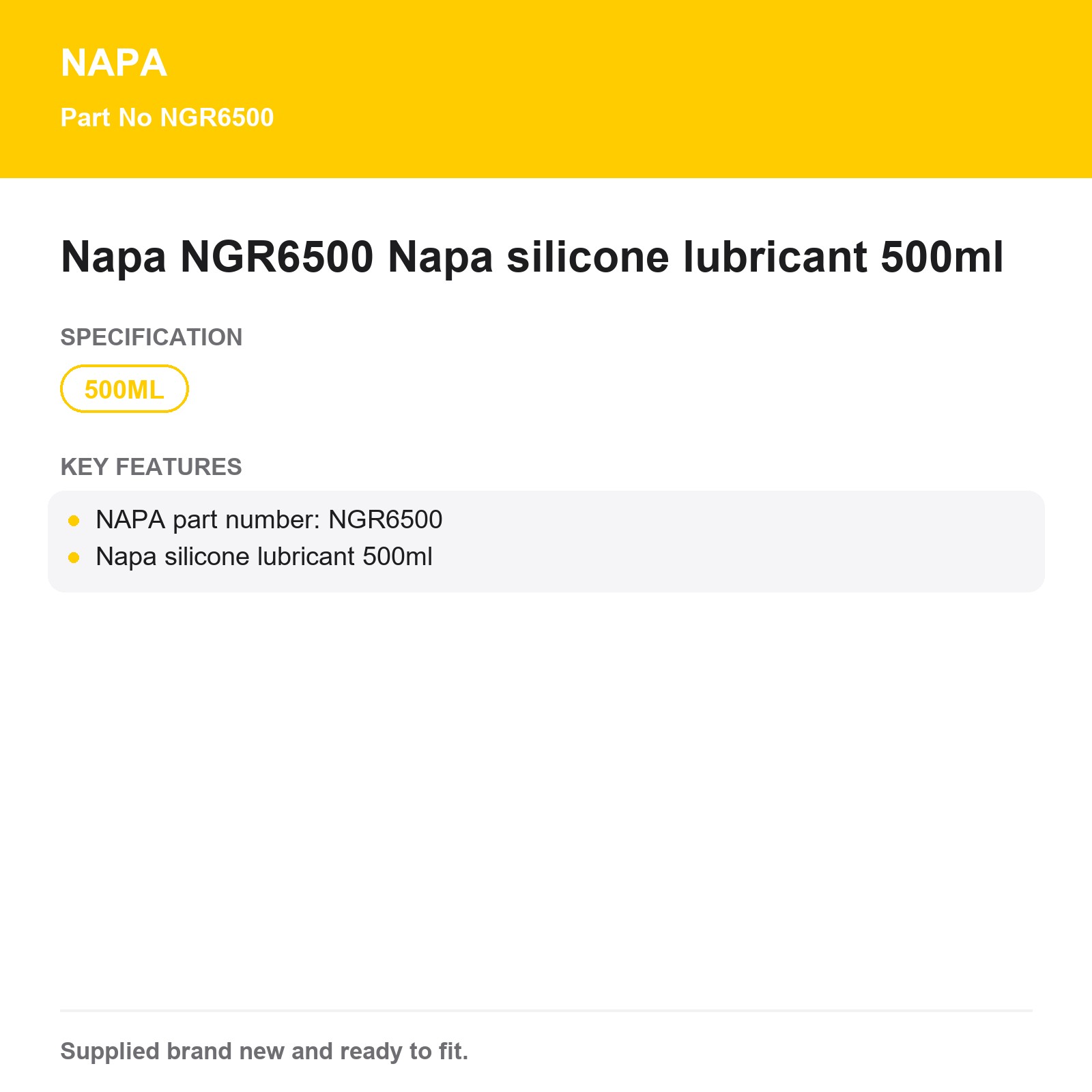 NAPA NGR6500 Silicone Lubricant 500ml - Image 3