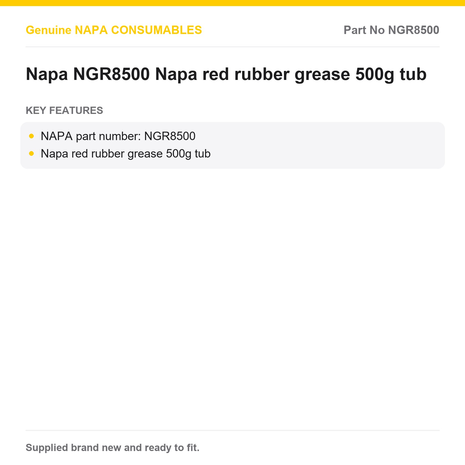 NAPA NGR8500 Red Rubber Grease 500g Tub Genuine Lubricant - Image 2