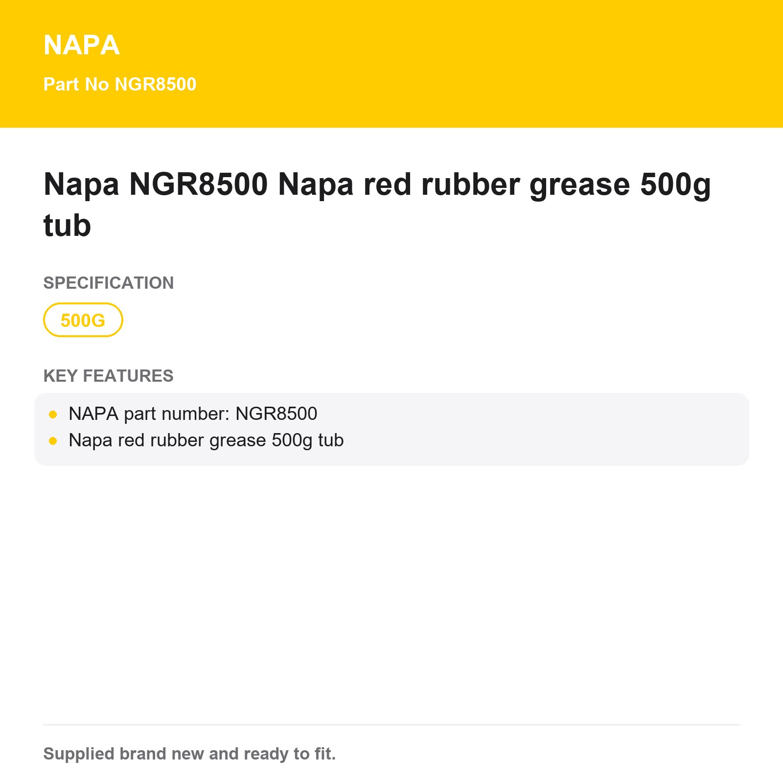 NAPA NGR8500 Red Rubber Grease 500g Tub Genuine Lubricant - Image 3