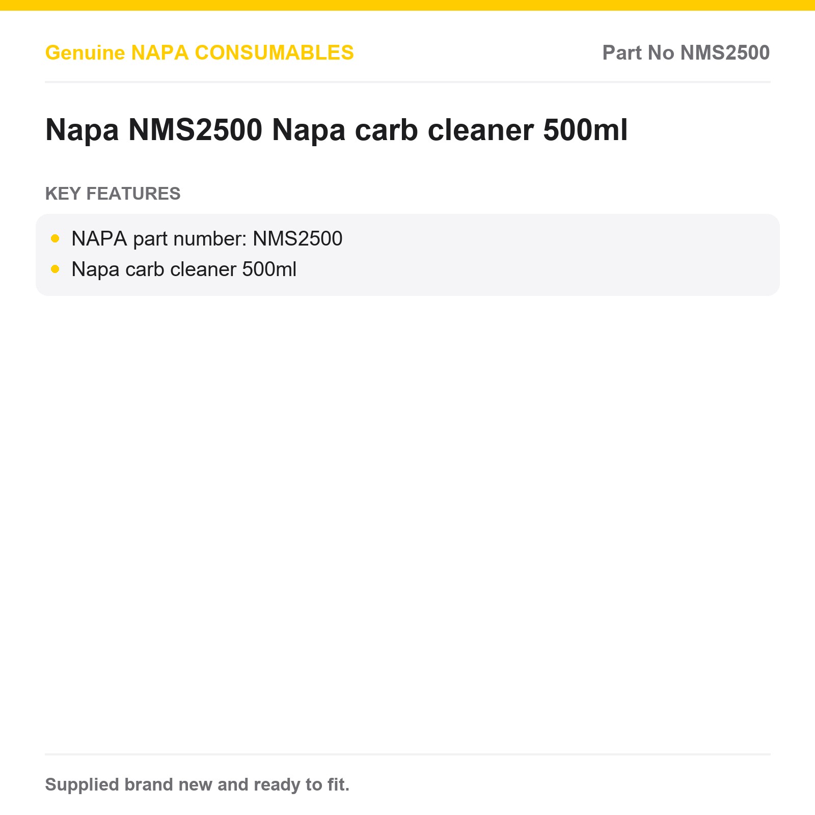 NAPA NMS2500 Carb Cleaner 500ml - Image 2