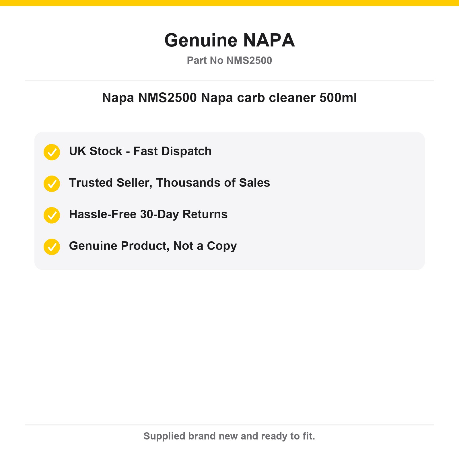 NAPA NMS2500 Carb Cleaner 500ml - Image 4
