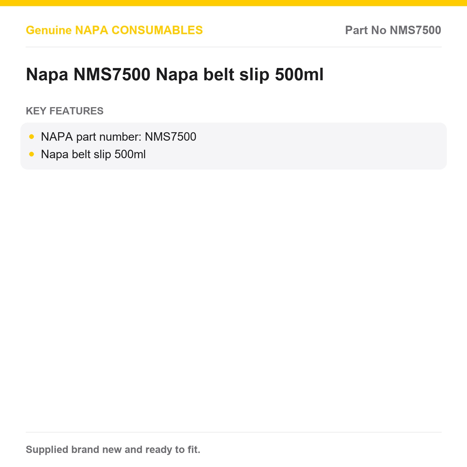 NAPA NMS7500 Belt Slip Lubricant 500ml Genuine - Image 2