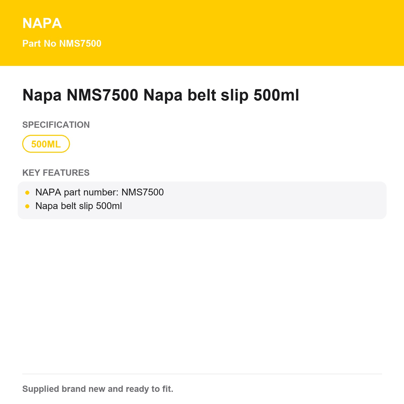 NAPA NMS7500 Belt Slip Lubricant 500ml Genuine - Image 3