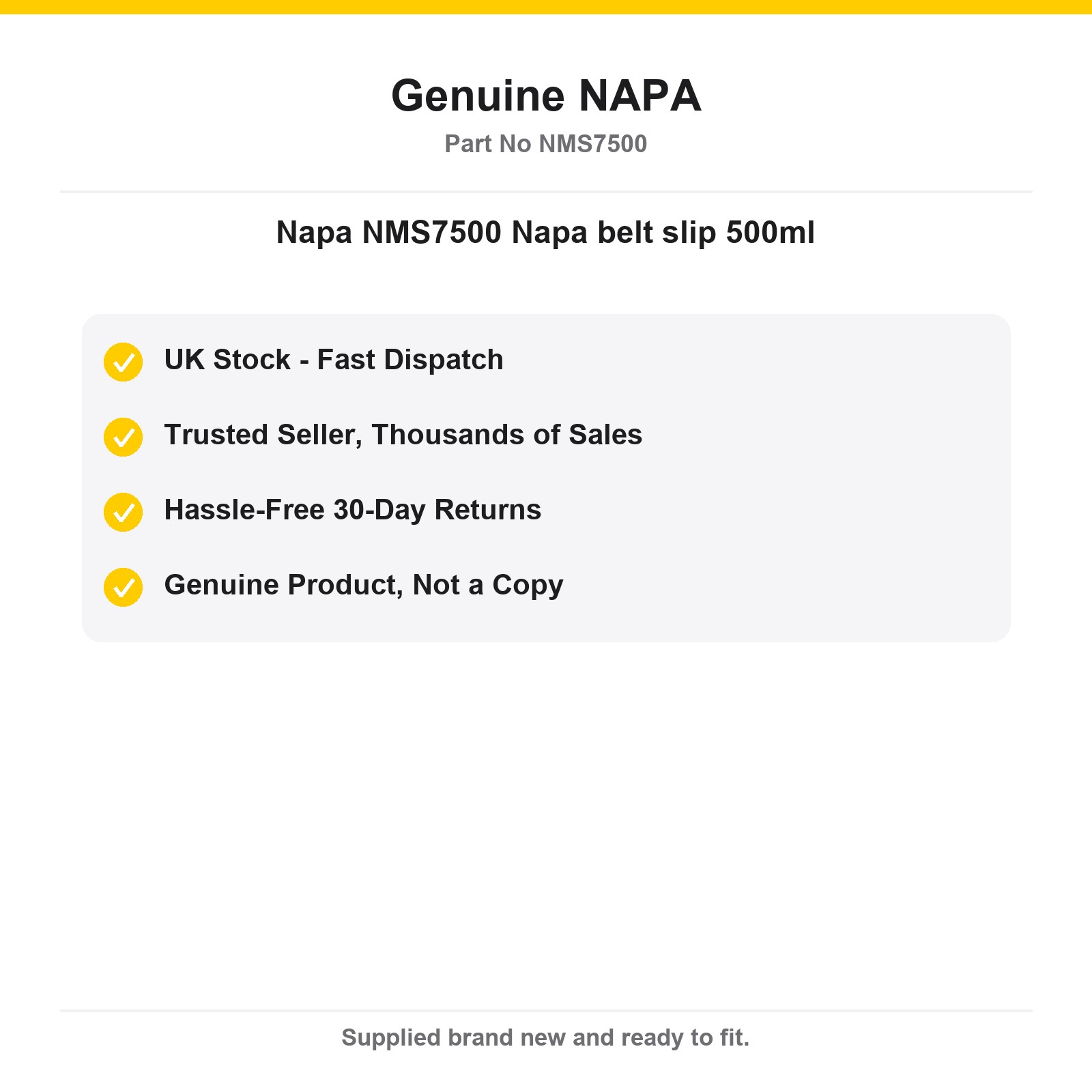 NAPA NMS7500 Belt Slip Lubricant 500ml Genuine - Image 4