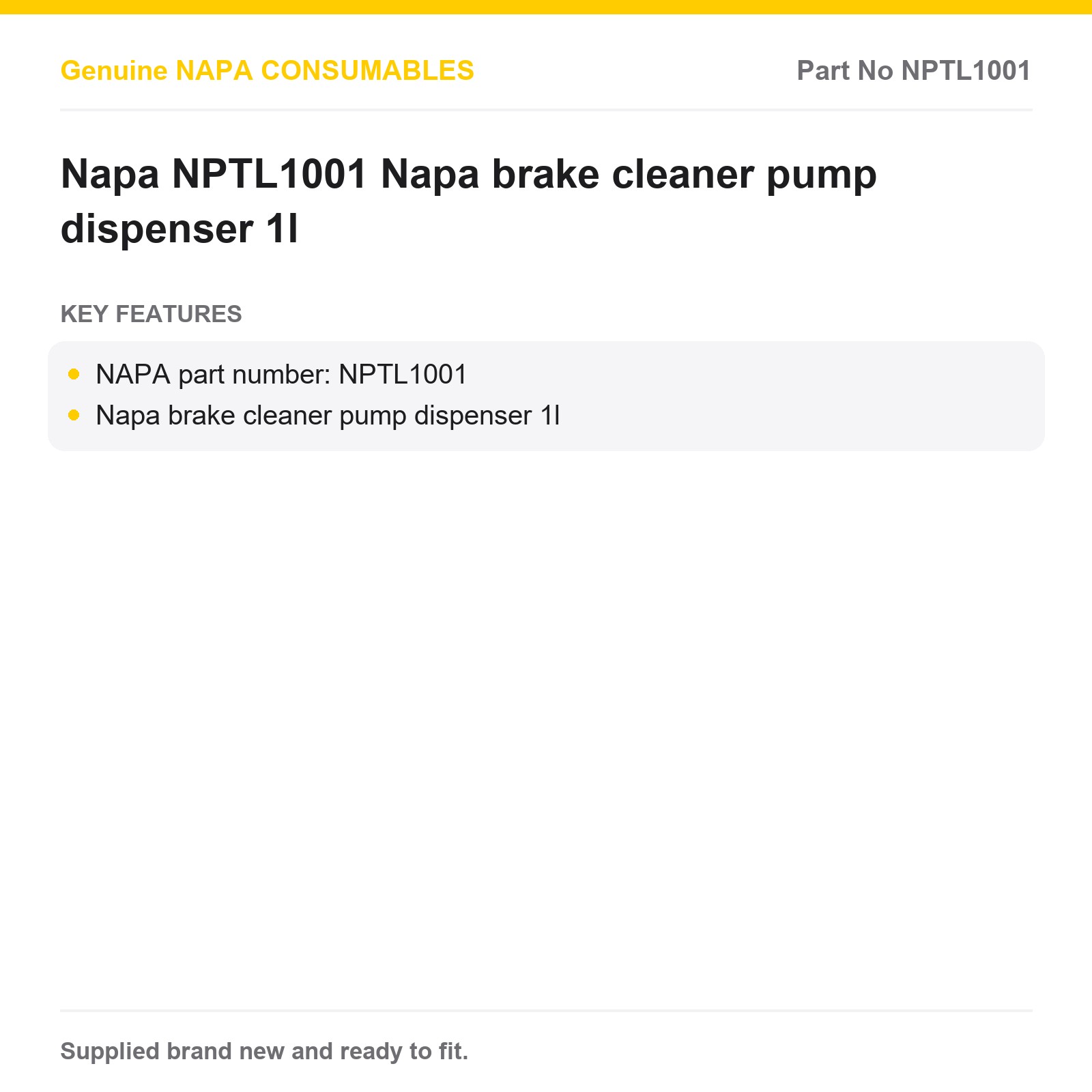 NAPA Brake Cleaner Pump Dispenser 1L NPTL1001 - Image 2