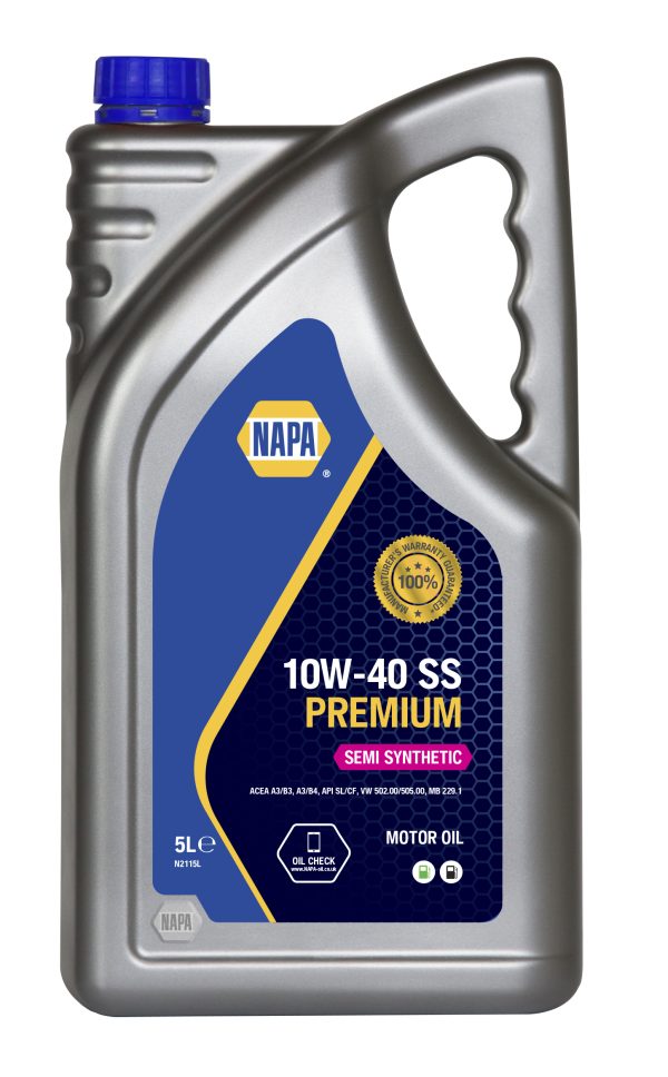 NAPA N2115L Semi-Synthetic 10W-40 Engine Oil ACEA A3/B3 A3/B4 5L