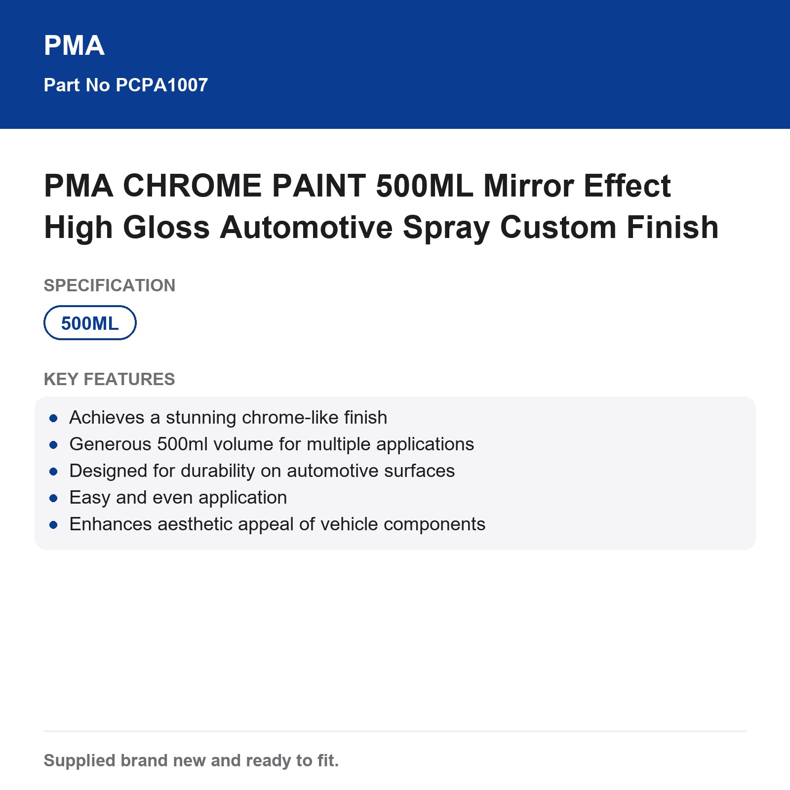 PMA CHROME PAINT 500ML Mirror Effect High Gloss Automotive Spray Custom Finish - Image 3