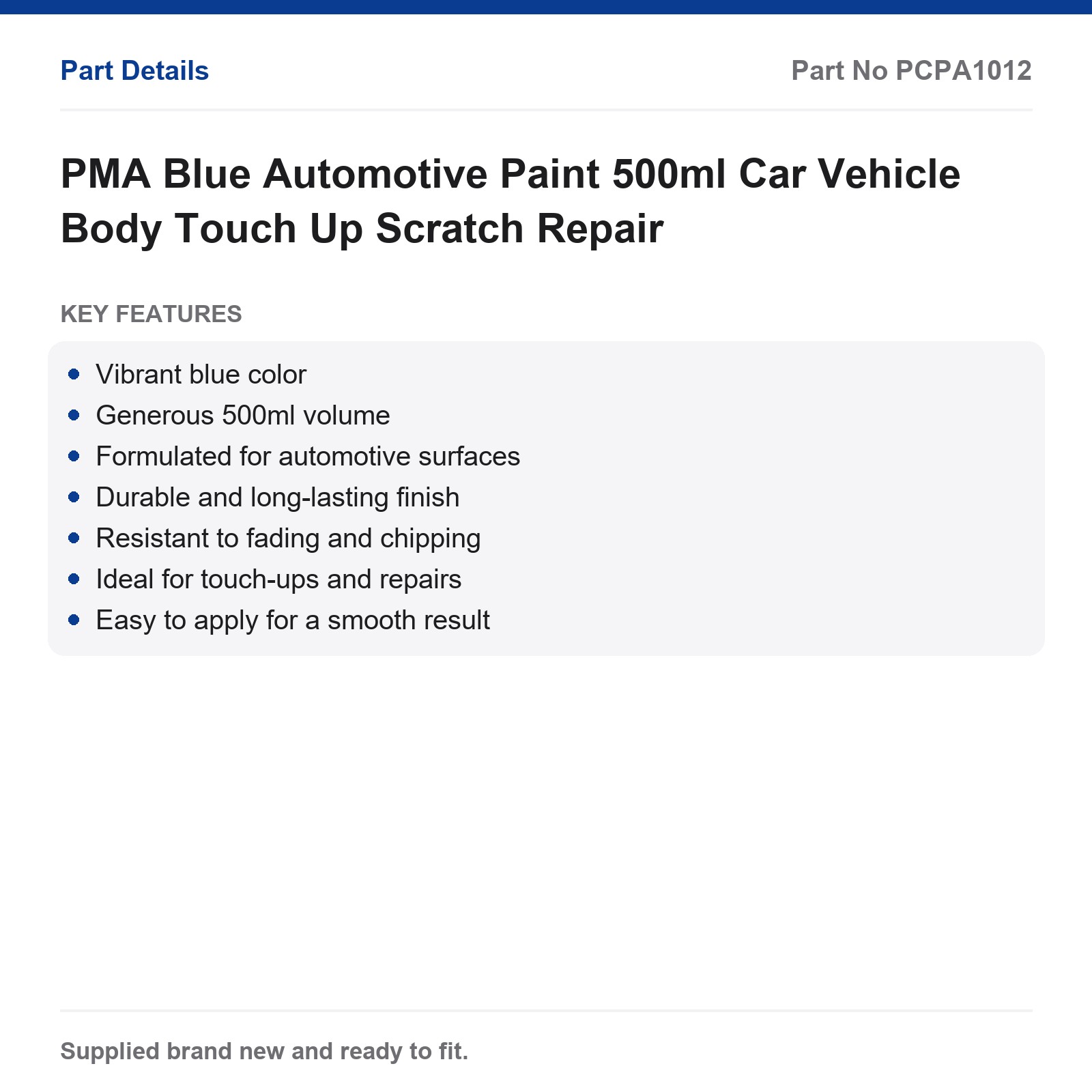 PMA Blue Automotive Paint 500ml Car Body Touch Up Scratch Repair - Image 2