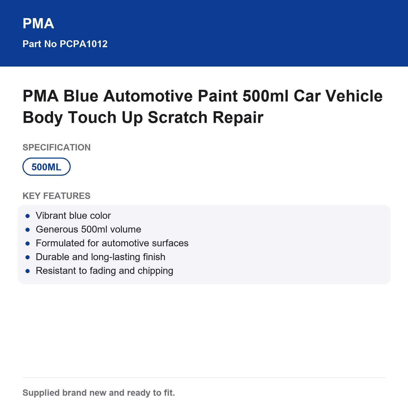 PMA Blue Automotive Paint 500ml Car Body Touch Up Scratch Repair - Image 3