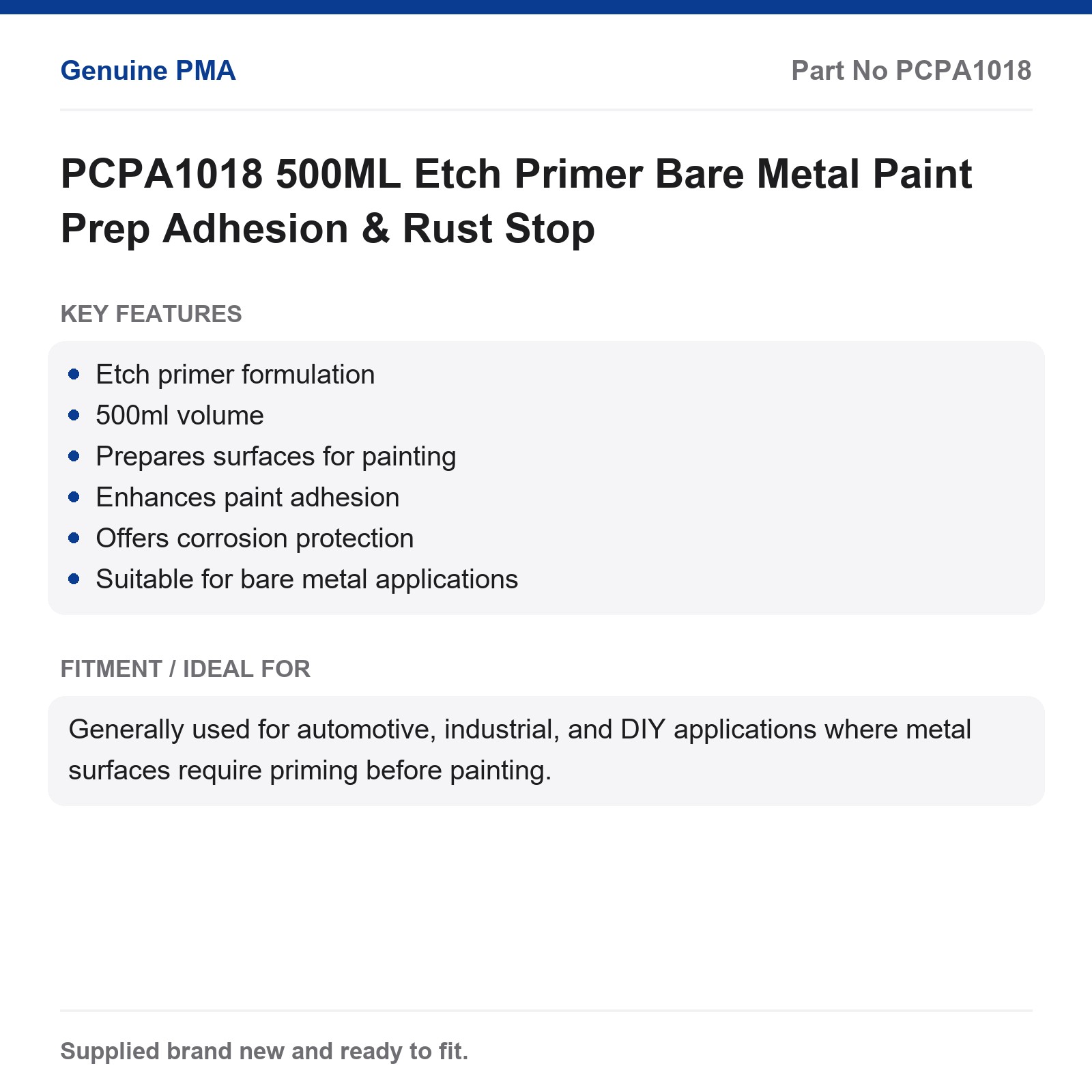 Etch Primer 500ml Bare Metal Paint Prep Adhesion Rust Stop - Image 2