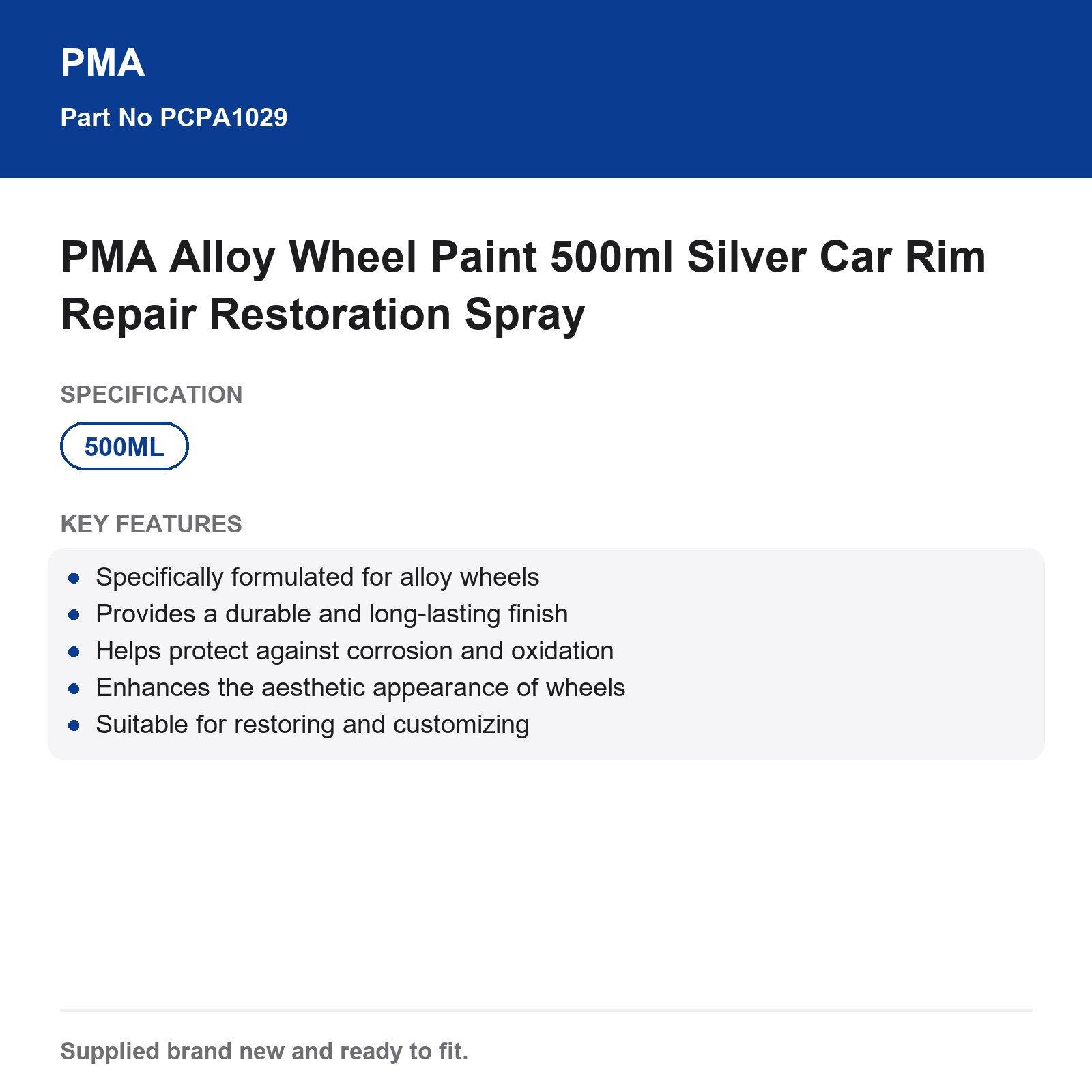 PMA Alloy Wheel Paint Silver 500ml Wheel Rim Repair Spray - Image 3
