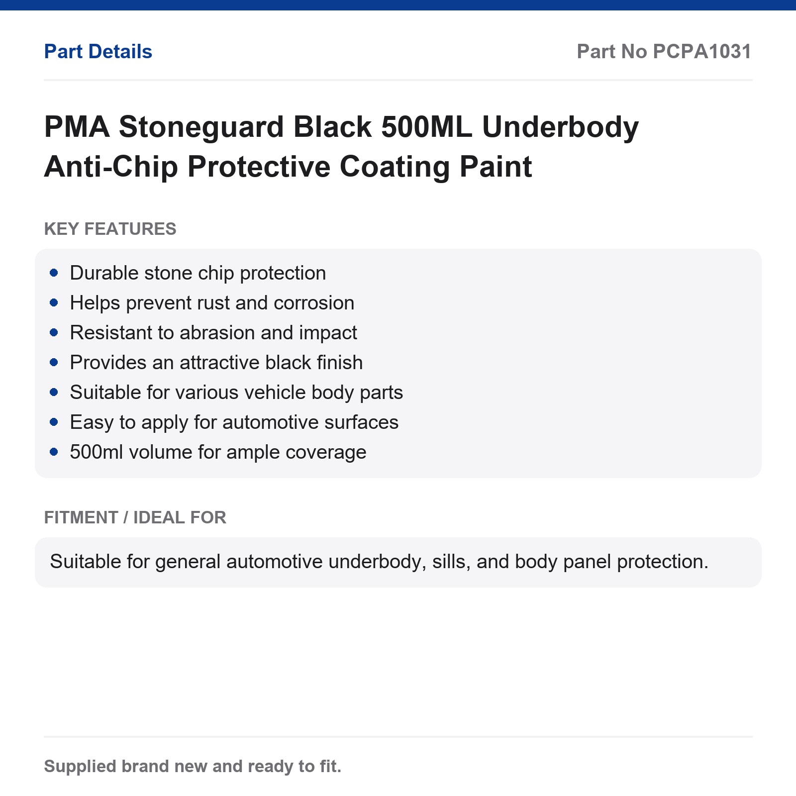 PMA Stoneguard Black 500ML Underseal Anti-Chip Protective Coating - Image 2