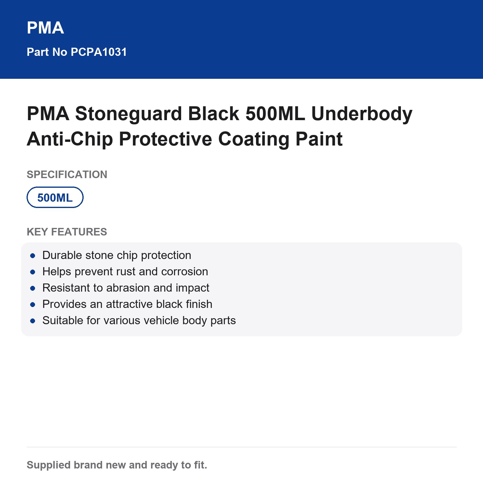 PMA Stoneguard Black 500ML Underseal Anti-Chip Protective Coating - Image 3