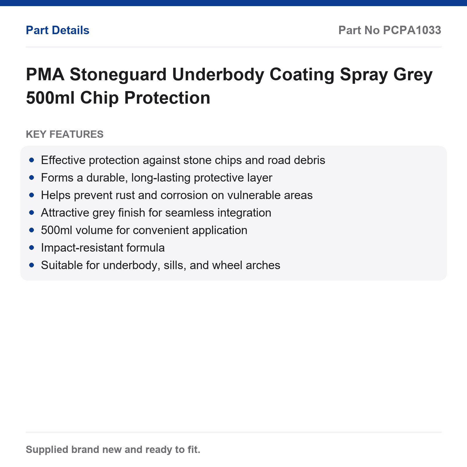 PMA Underseal Spray Stoneguard Grey 500ml Chip Protection - Image 2