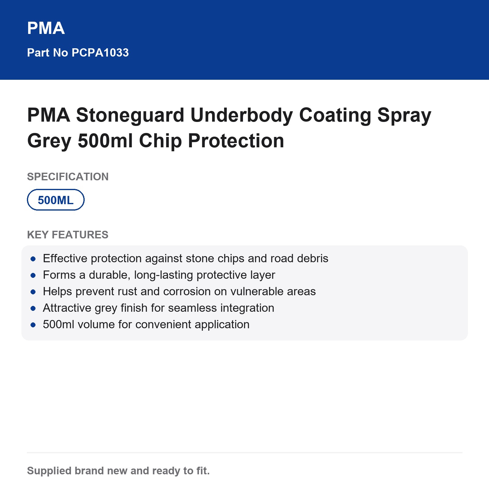 PMA Underseal Spray Stoneguard Grey 500ml Chip Protection - Image 3