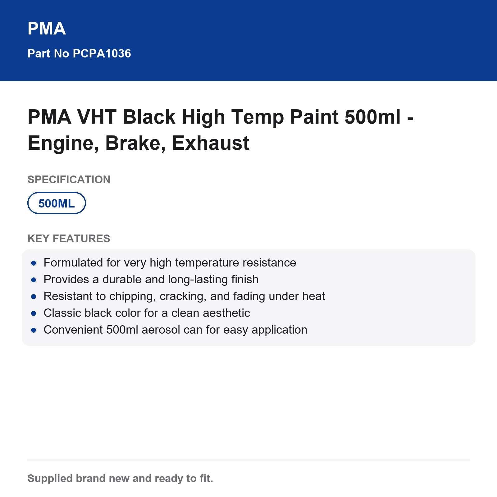 PMA VHT Black High Temp Paint 500ml - Engine, Brake, Exhaust - Image 3