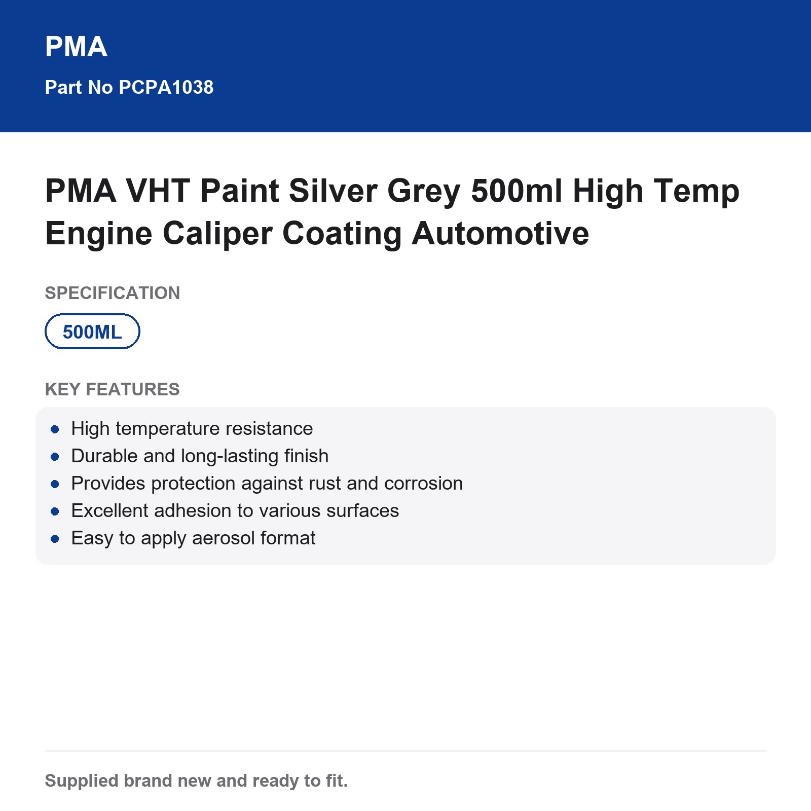 PMA VHT Paint Silver Grey 500ml High Temp Engine Caliper Coating Automotive - Image 3