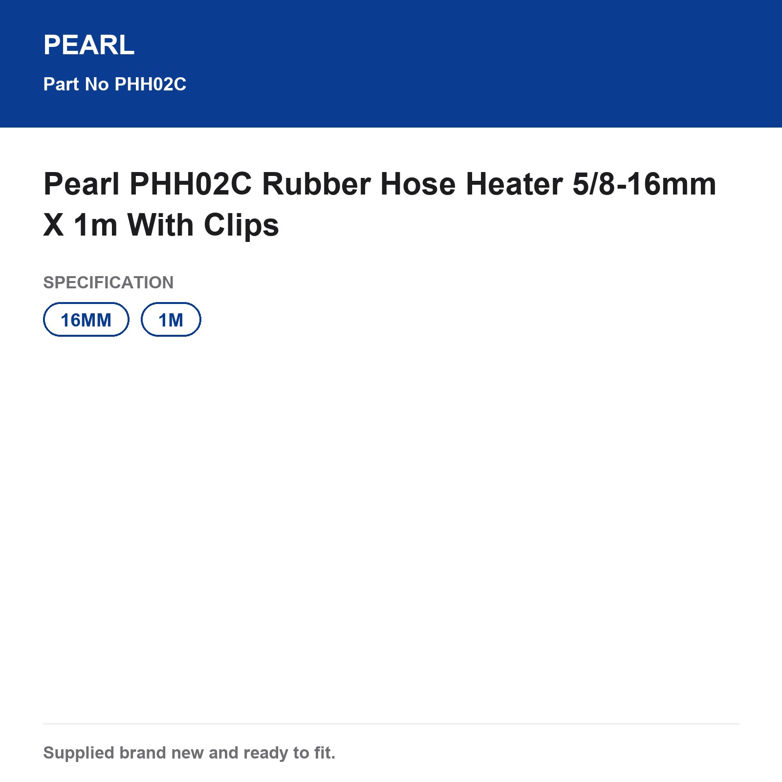 Pearl PHH02C Rubber Hose Heater 5/8-16mm X 1m With Clips - Image 3