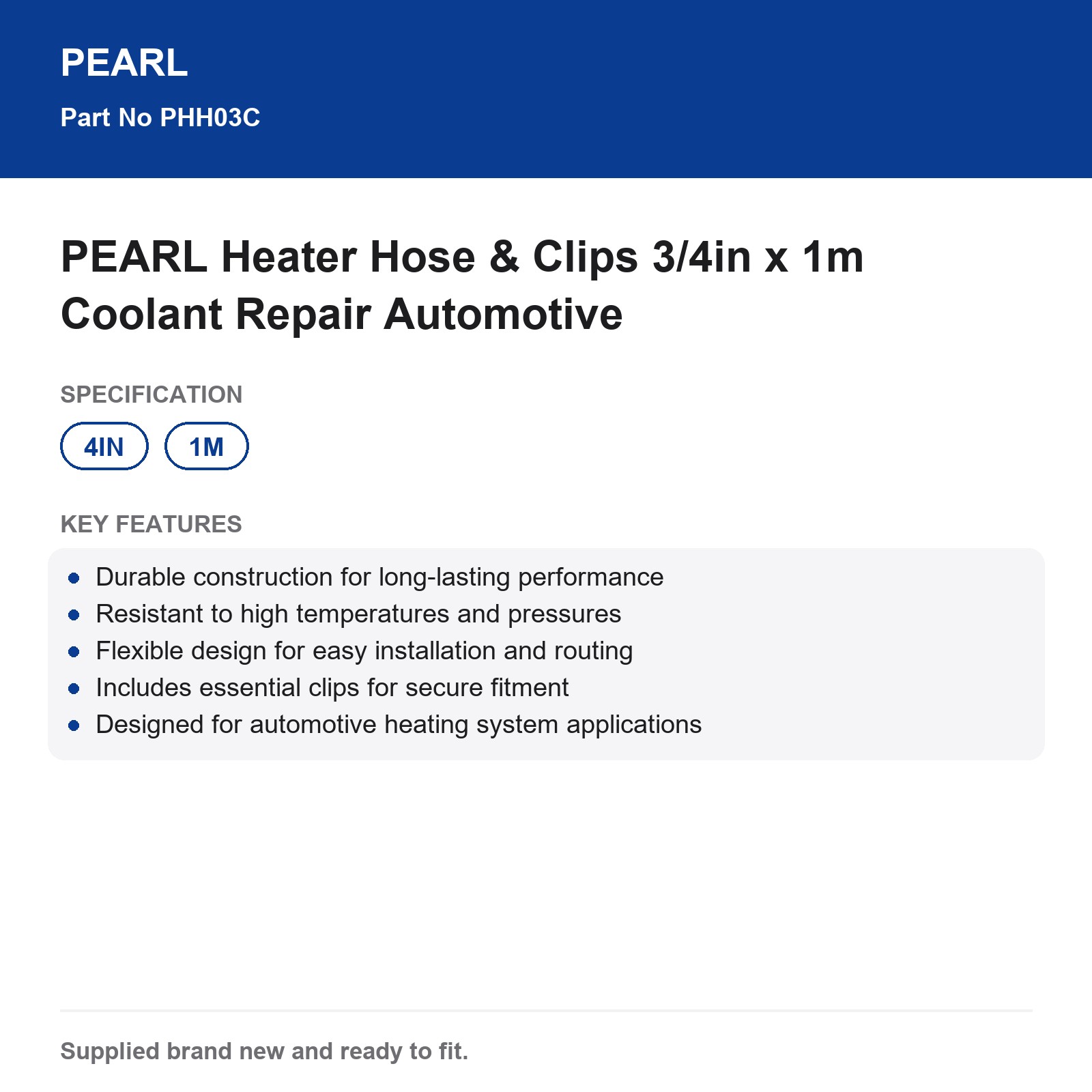 PEARL Heater Hose & Clips 3/4in x 1m Coolant Repair Automotive - Image 3