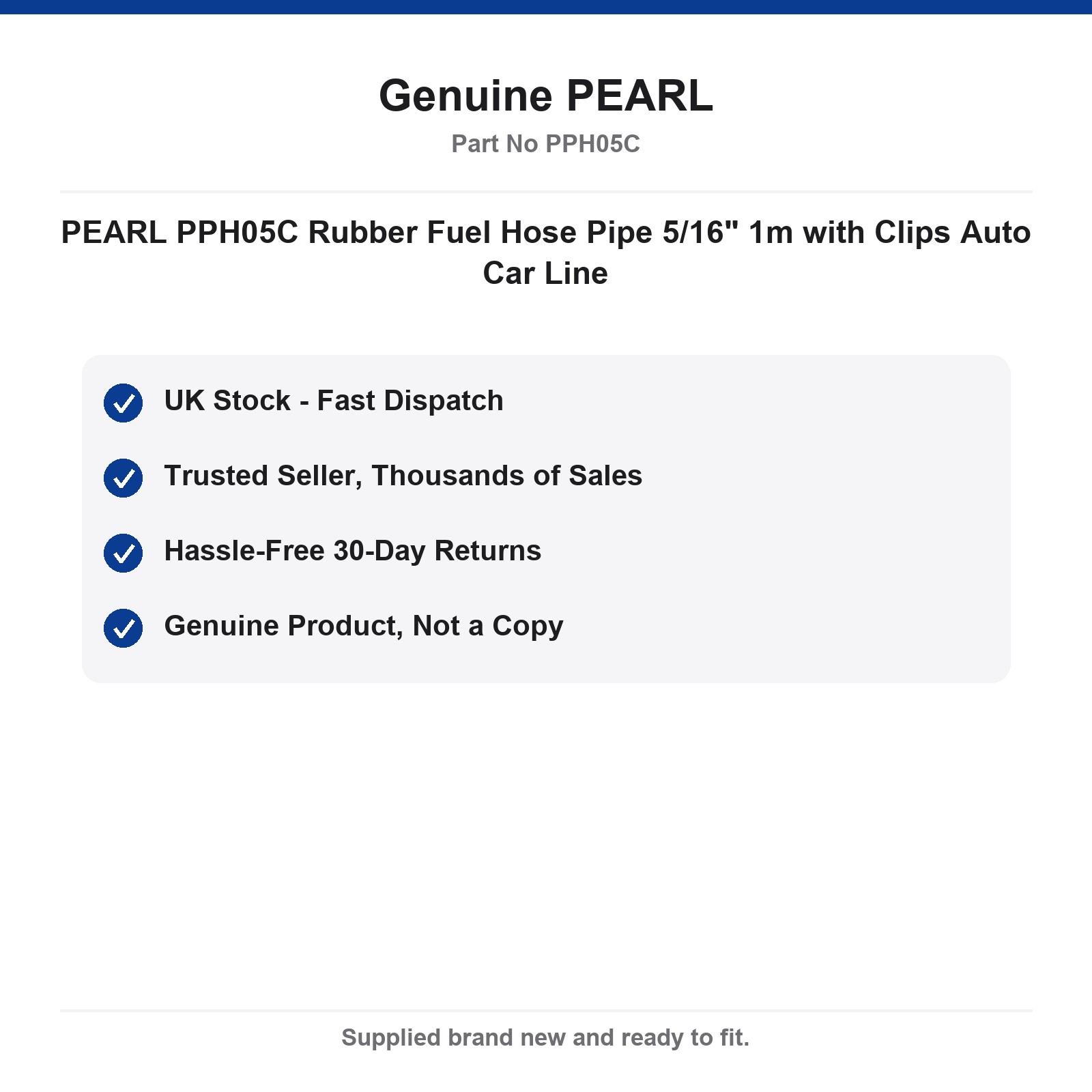 PEARL PPH05C Rubber Fuel Hose 5/16" 1m with Clips Automotive - Image 4