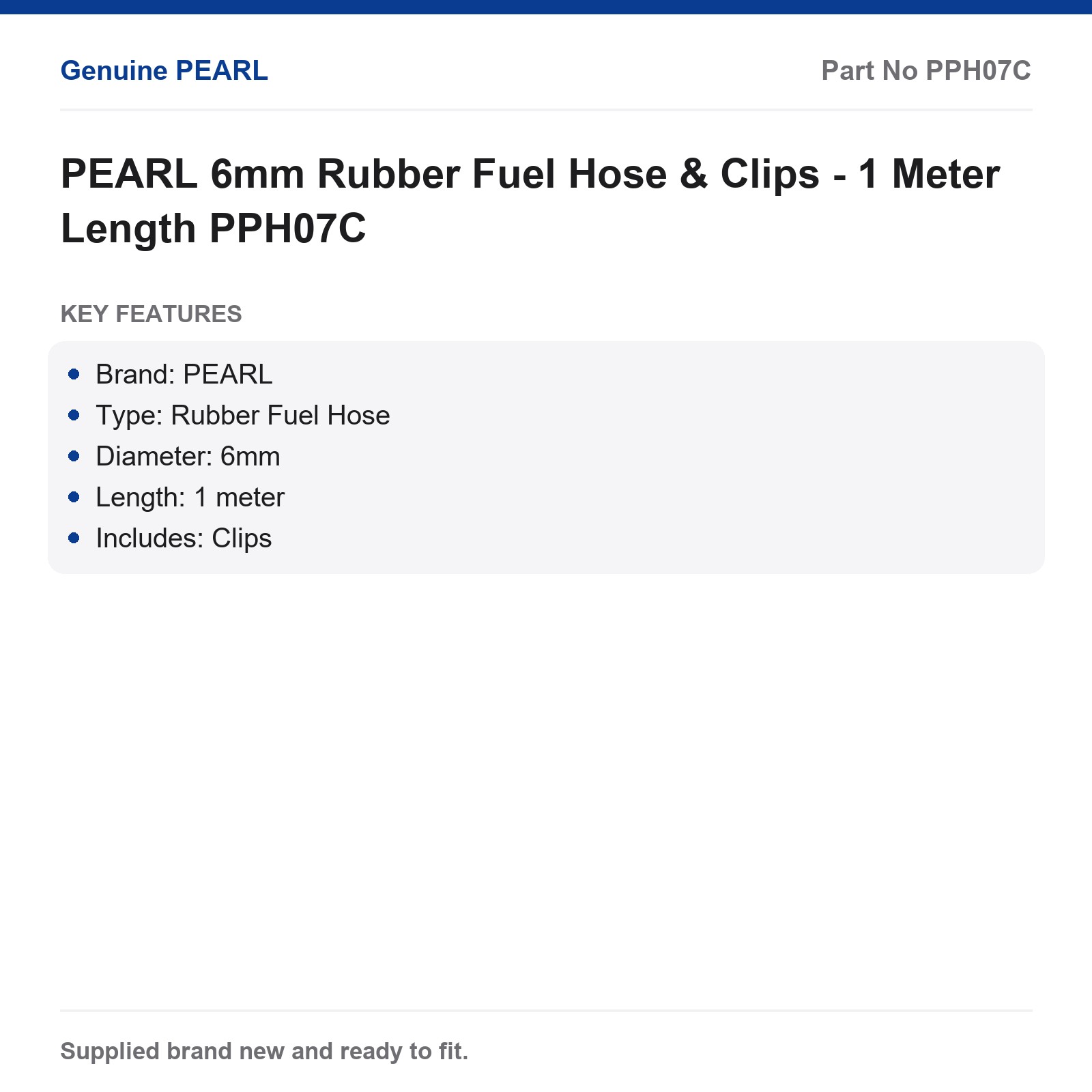 PEARL 6mm Rubber Fuel Hose & Clips - 1 Meter Length PPH07C - Image 3