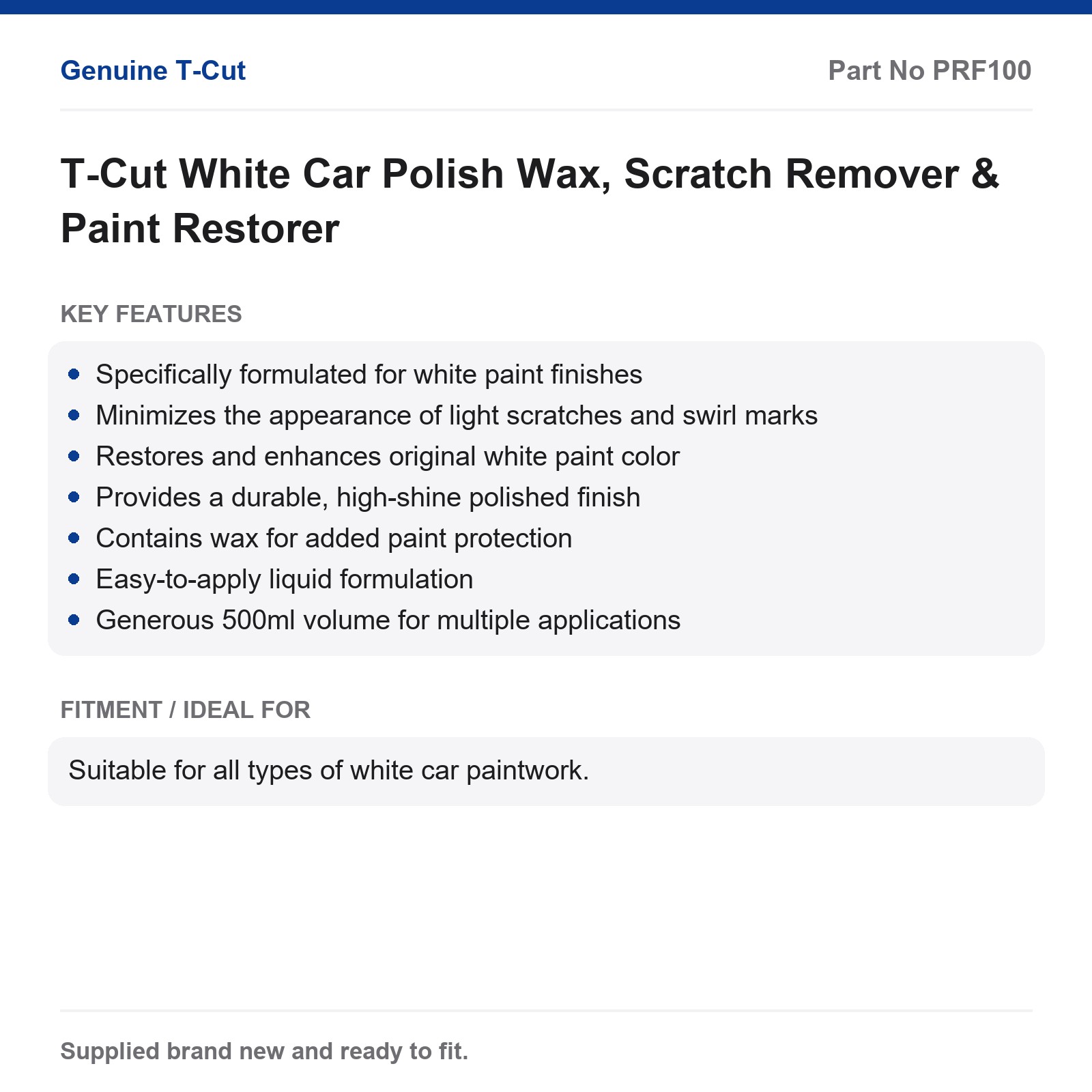 T-Cut White Car Polish Wax Scratch Remover Paint Restorer 500ml - Image 2