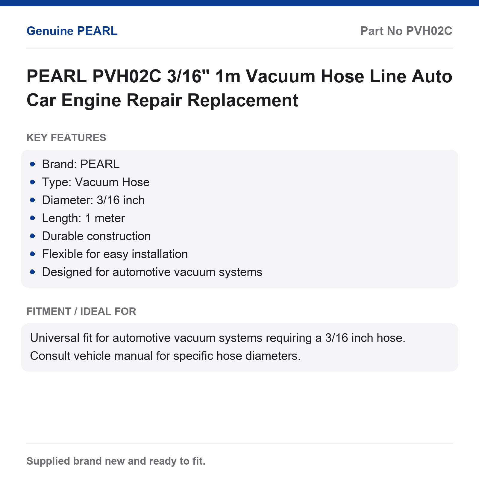 PEARL PVH02C 3/16" 1m Vacuum Hose Automotive Engine Repair - Image 2