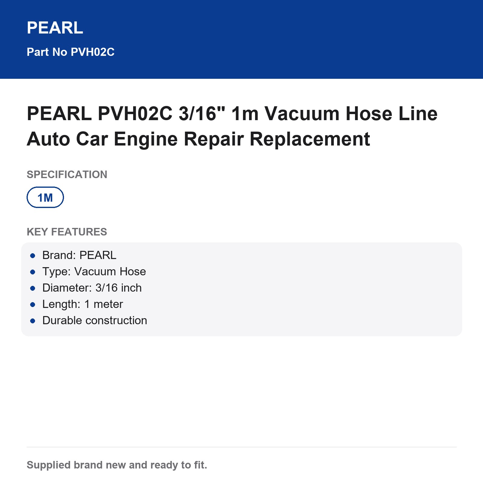 PEARL PVH02C 3/16" 1m Vacuum Hose Automotive Engine Repair - Image 3