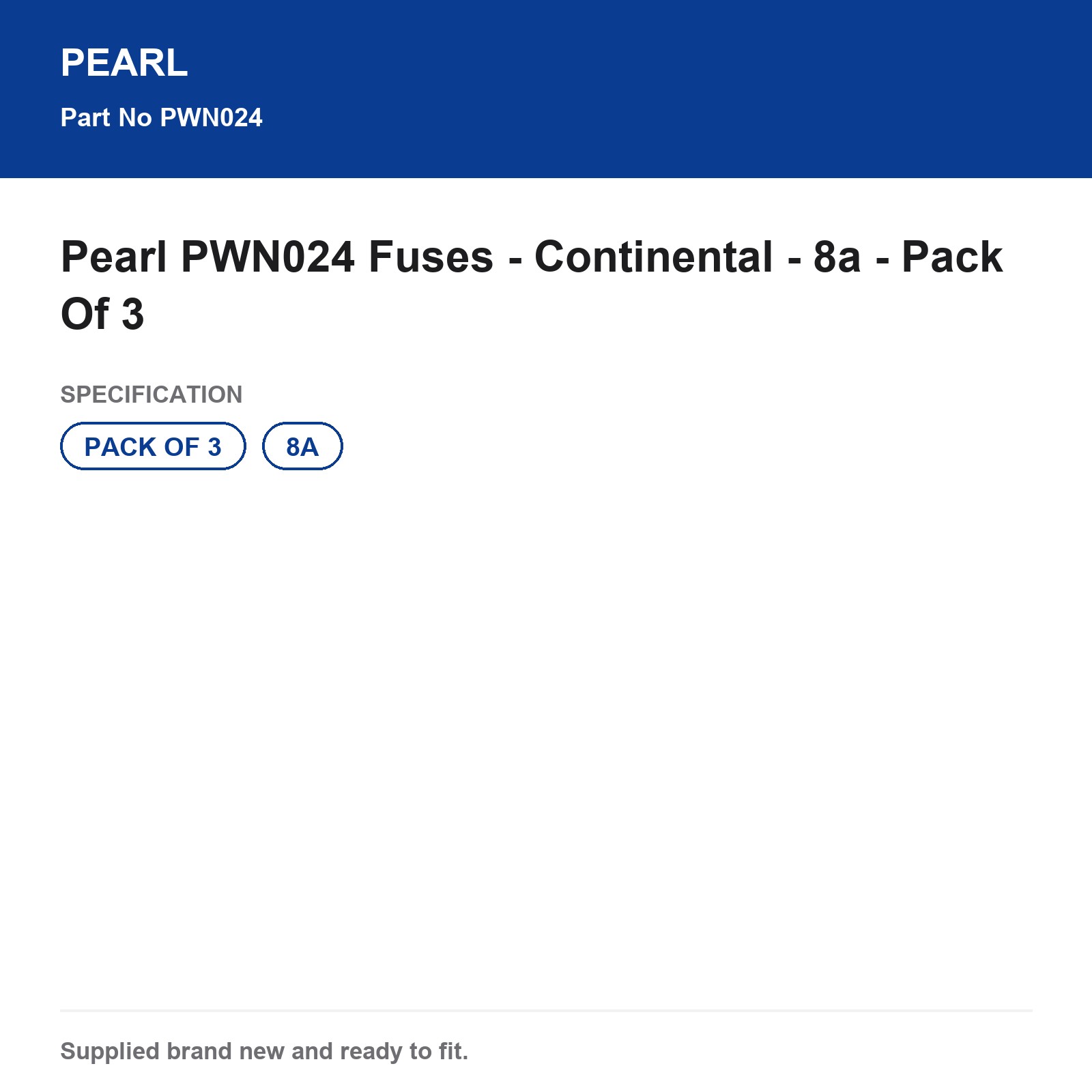 Pearl Car Fuses PWN024 Continental 8A Pack of 3 - Image 4